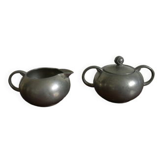 Royal Holland Pewter Creamer and Sugar Pot Set