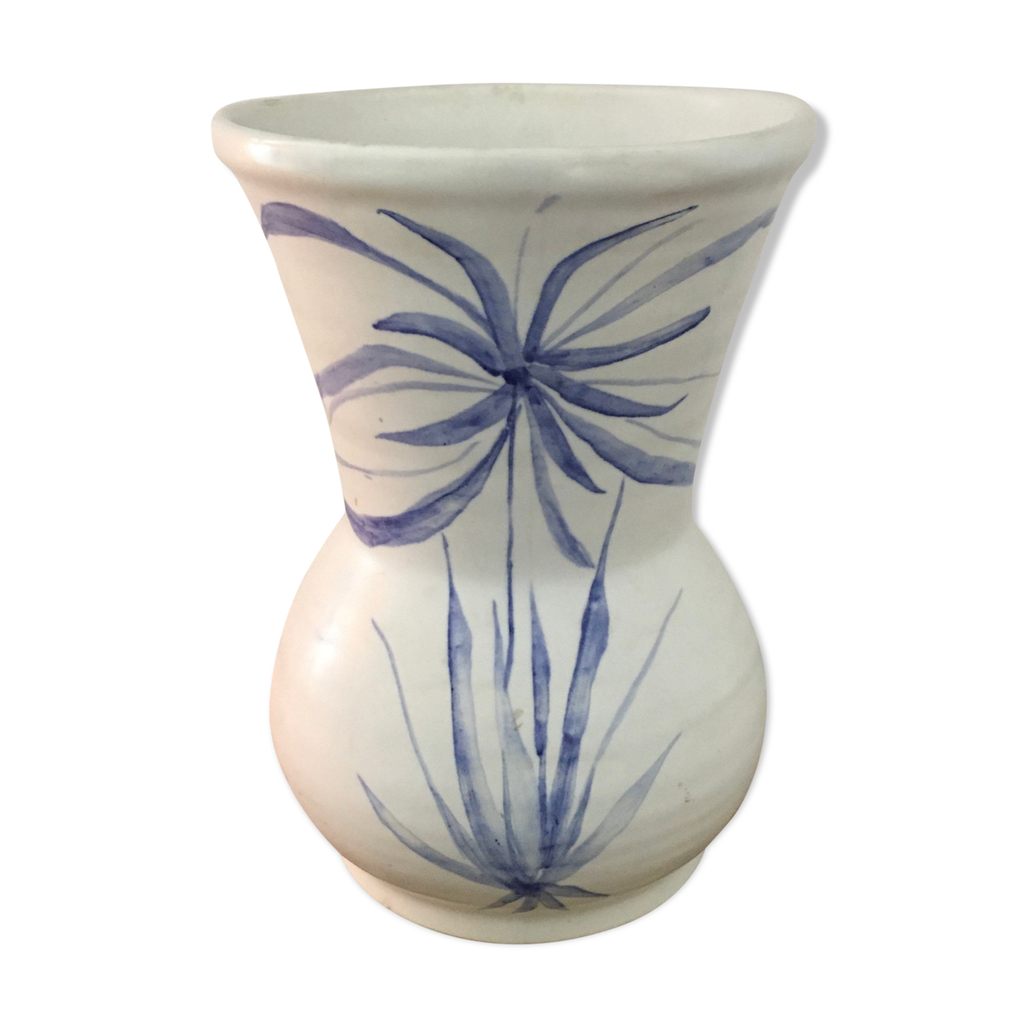 Ivory vase with blue decoration signed
