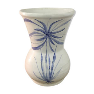 Vase ivoire décor bleu