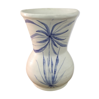 Blue decoration ivory vase signed