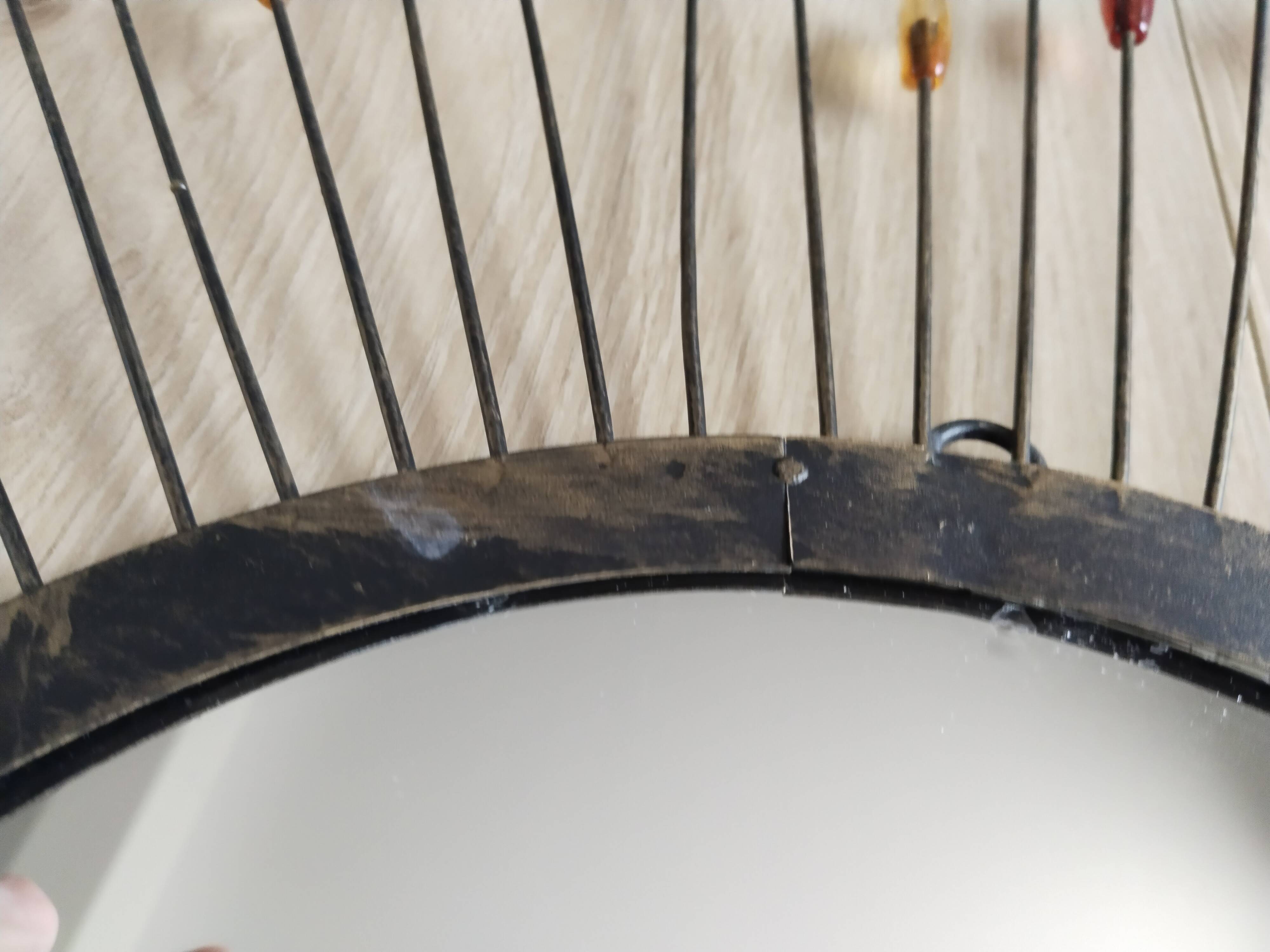 Metal sun mirror, vintage French, 66 cm