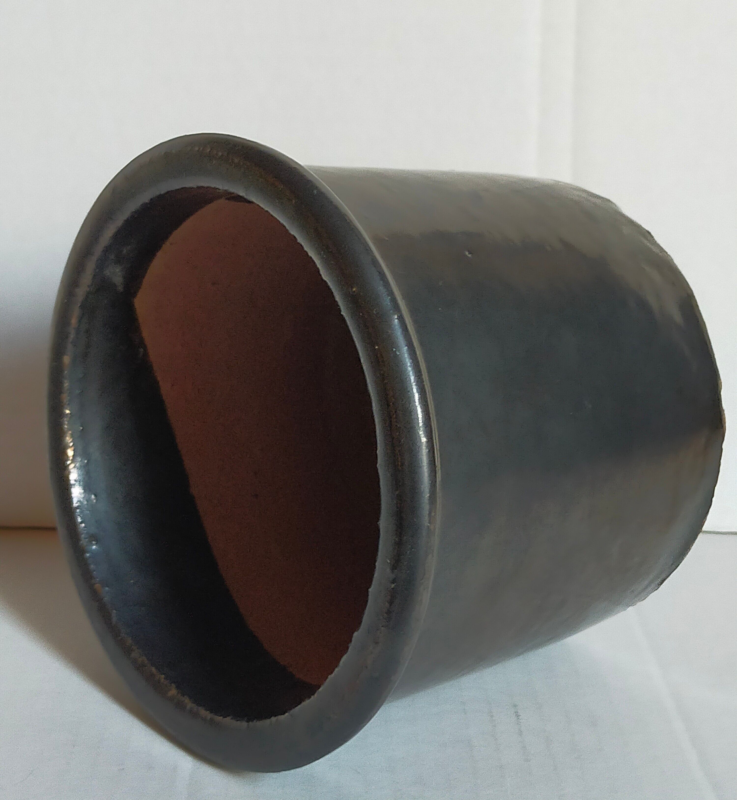 Vintage black glazed earthenware pot