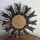 Miroir soleil en bois avec incrustations années 40 50