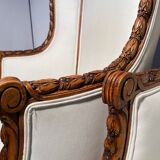 Pair of neoclassical style bergère armchairs