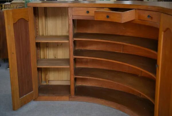 1950s curved oak counter/bar