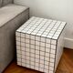 Table d'appoint cube Lulu carrelage mosaïque blanc joint noir  bout de canapé