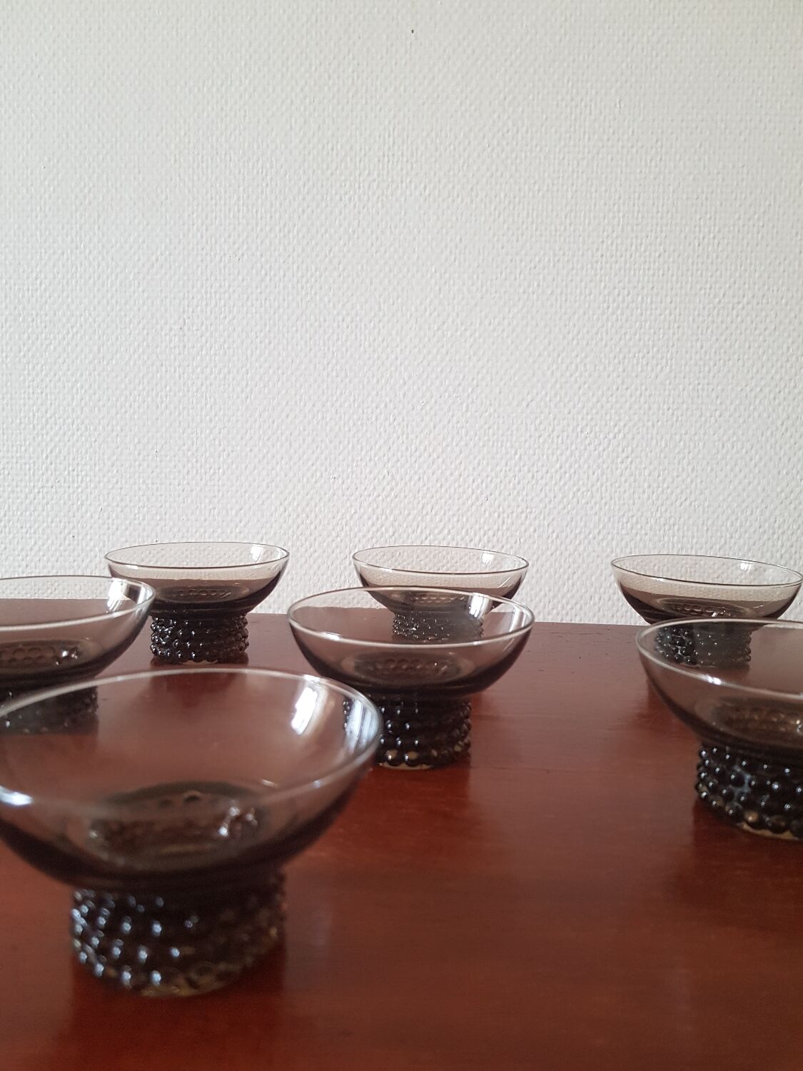 Set of 7 black vintage glasses