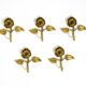 Set of five beautiful, solid mid-century brass rose wall coat hooks
