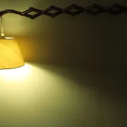 Large concertina scissor wall light in teak by Eric Hansen  Denmark 1960s