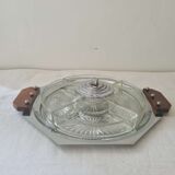 Art deco servant wood and silver metal