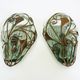 Pair of wall light cage in blown glass green color and wrought iron. Murano style. Year 80