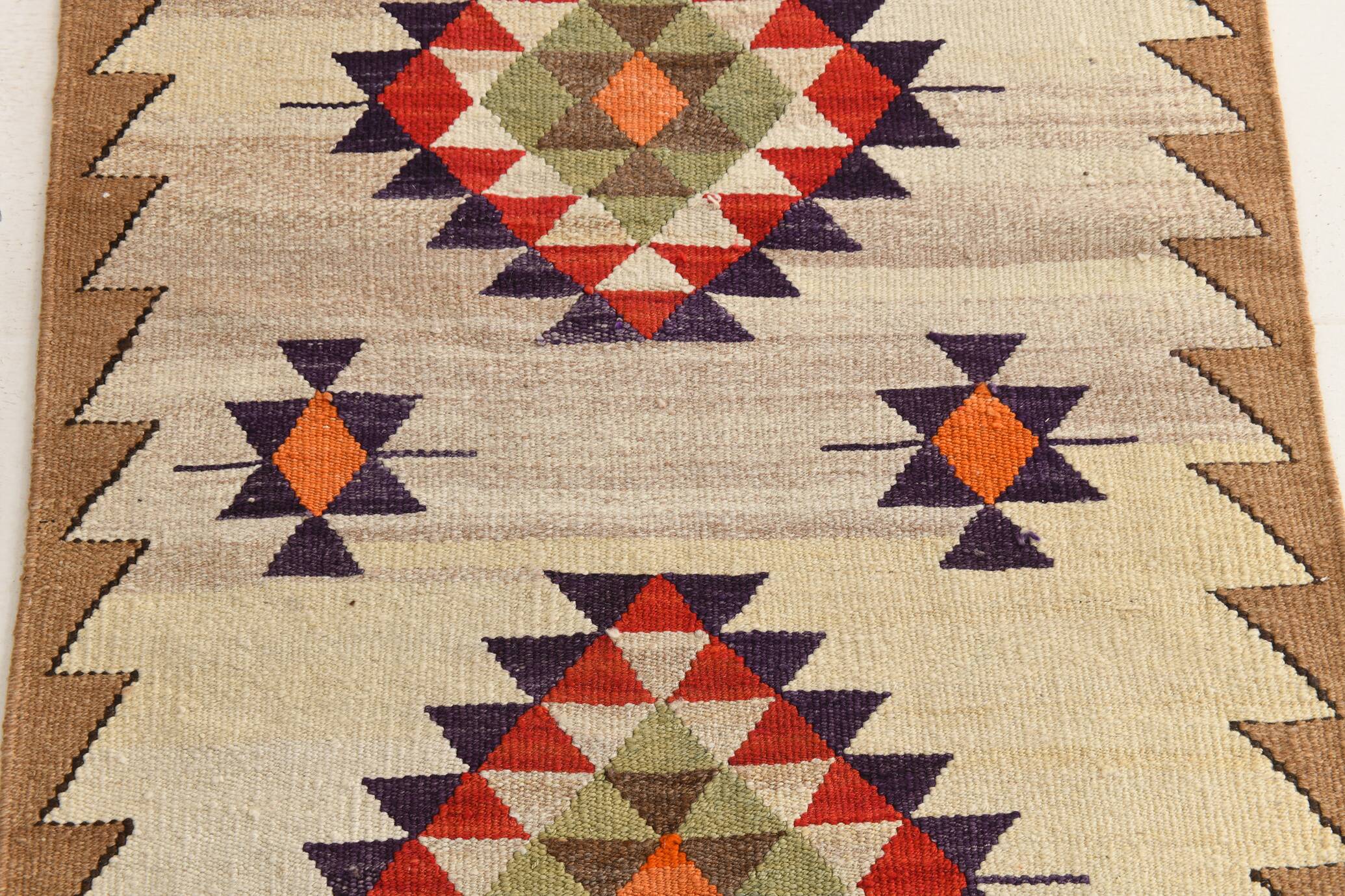 3x10 Vintage Tribal Geometric Kilim Runner Rug, 91x314Cm