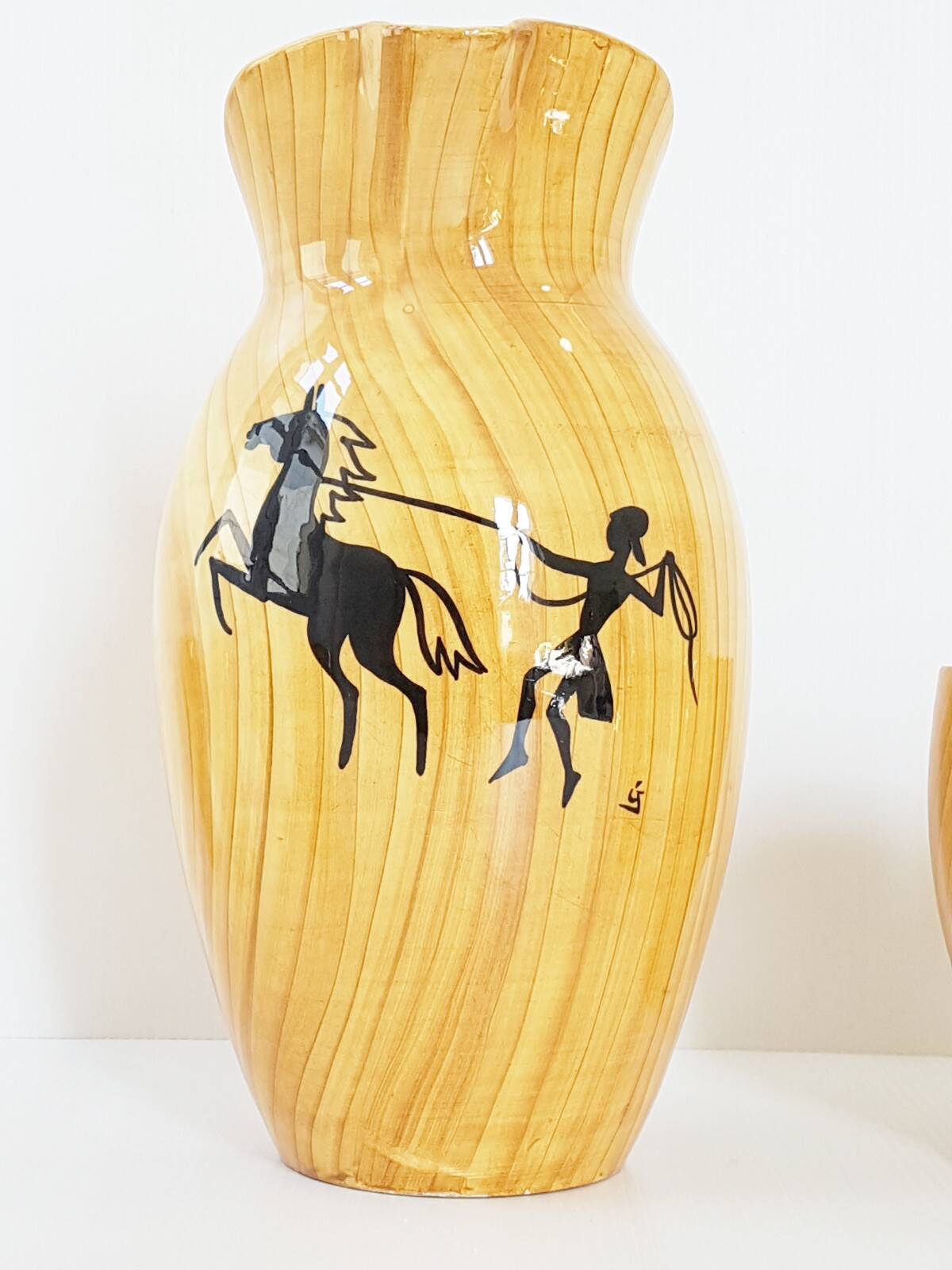 Service a orangeade grandjean jourdan vallauris ceramic faux-wood 1950 vi