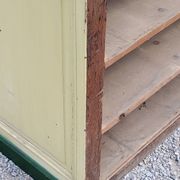 Late 19th century grocery counter in green and yellow patina painted wood