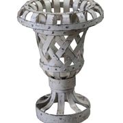 Cache Pot Flower Vase Old Metal White Garden Decoration India 28x38cm 4.6kg