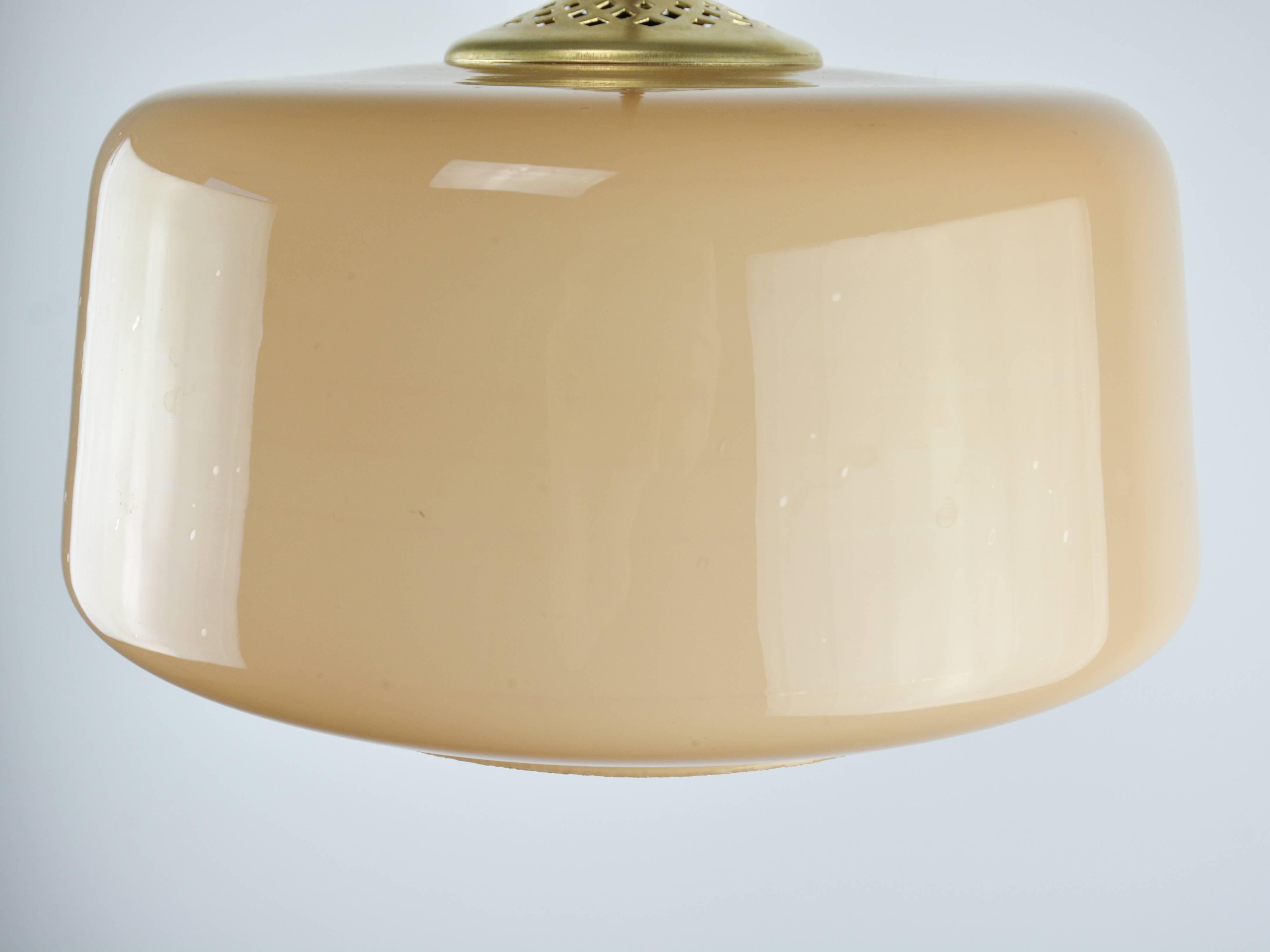 Lampe à suspension vintage en verre marron et laiton