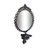 Mirror on foot, swivel, brass, mid-late nineteenth, rock style.