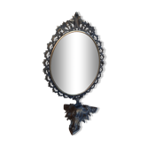 Miroir sur pied pivotant laiton milieu-fin XIXème de style rocaille.