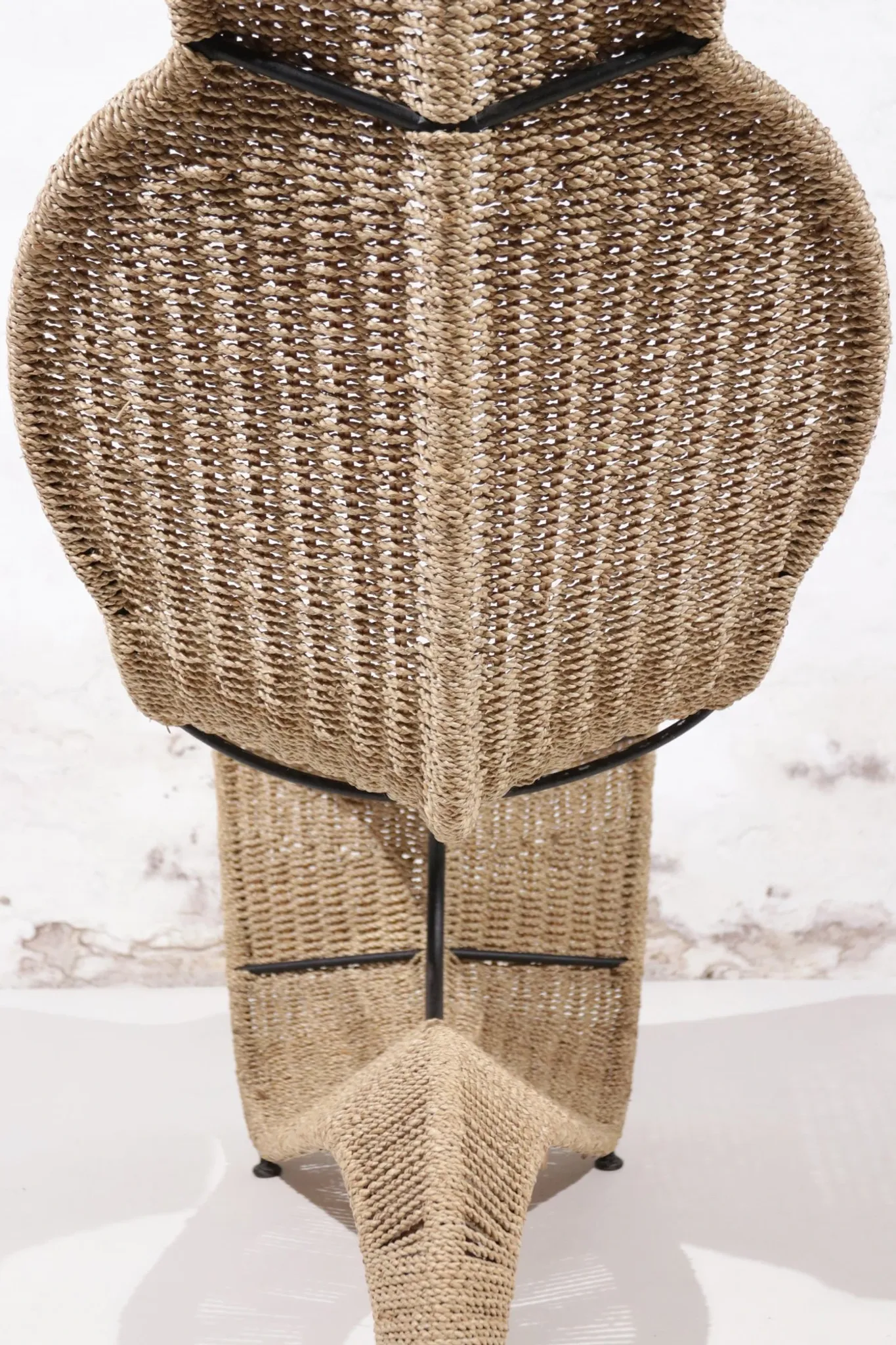 Tom Dixon Bolide rocking chaise in steel and woven seagrass – London, 1991