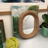 Oval rattan mirror vintage year 60 year 70