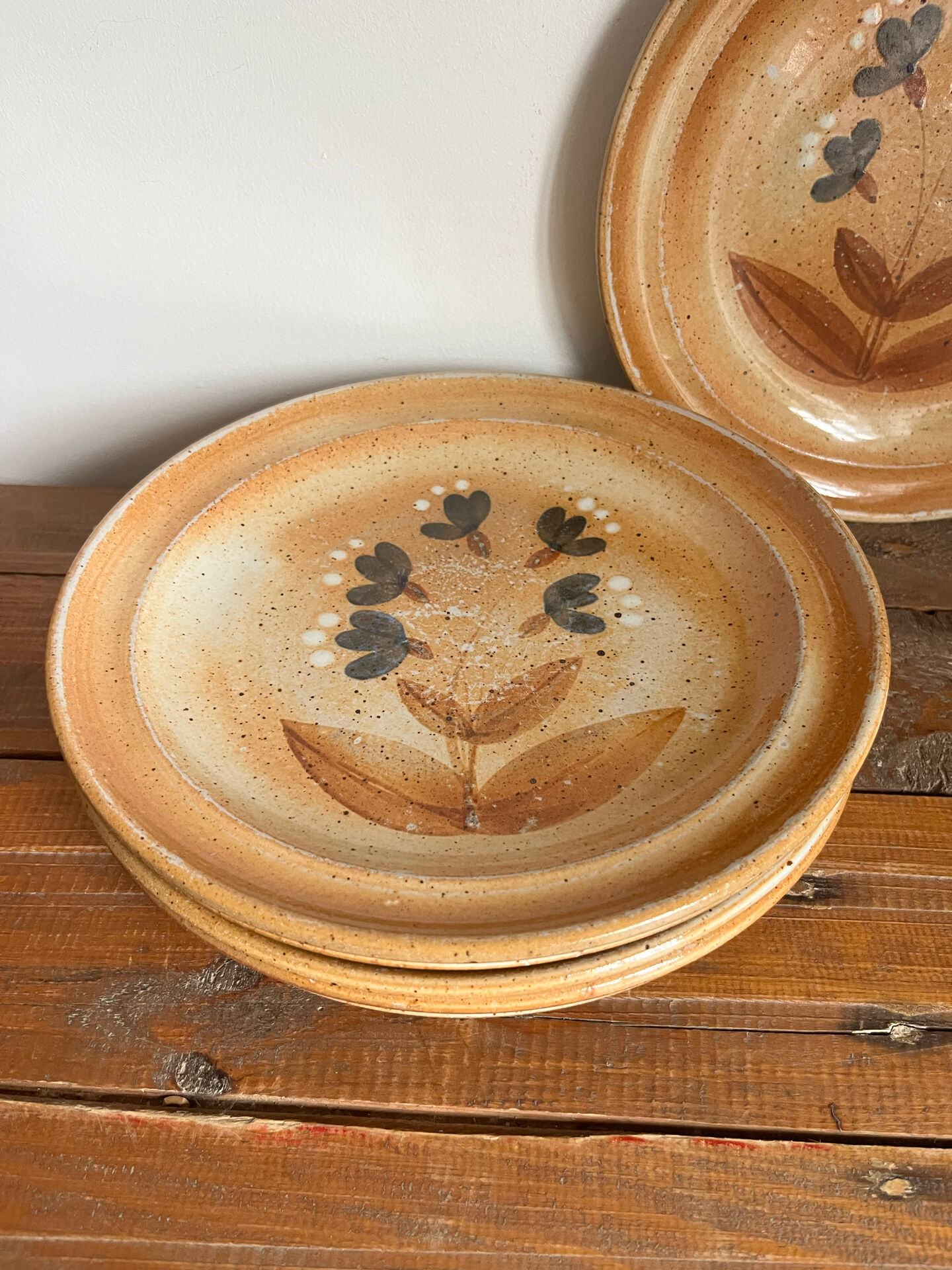 6 assiettes plates en grès 