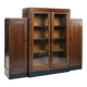 Cabinet Art Déco en noyer et érable œil de perdrix de l'école d'Amsterdam avec portes en verre, années 1930