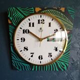 Vintage clock silent wall clock "Chronica ochre green"