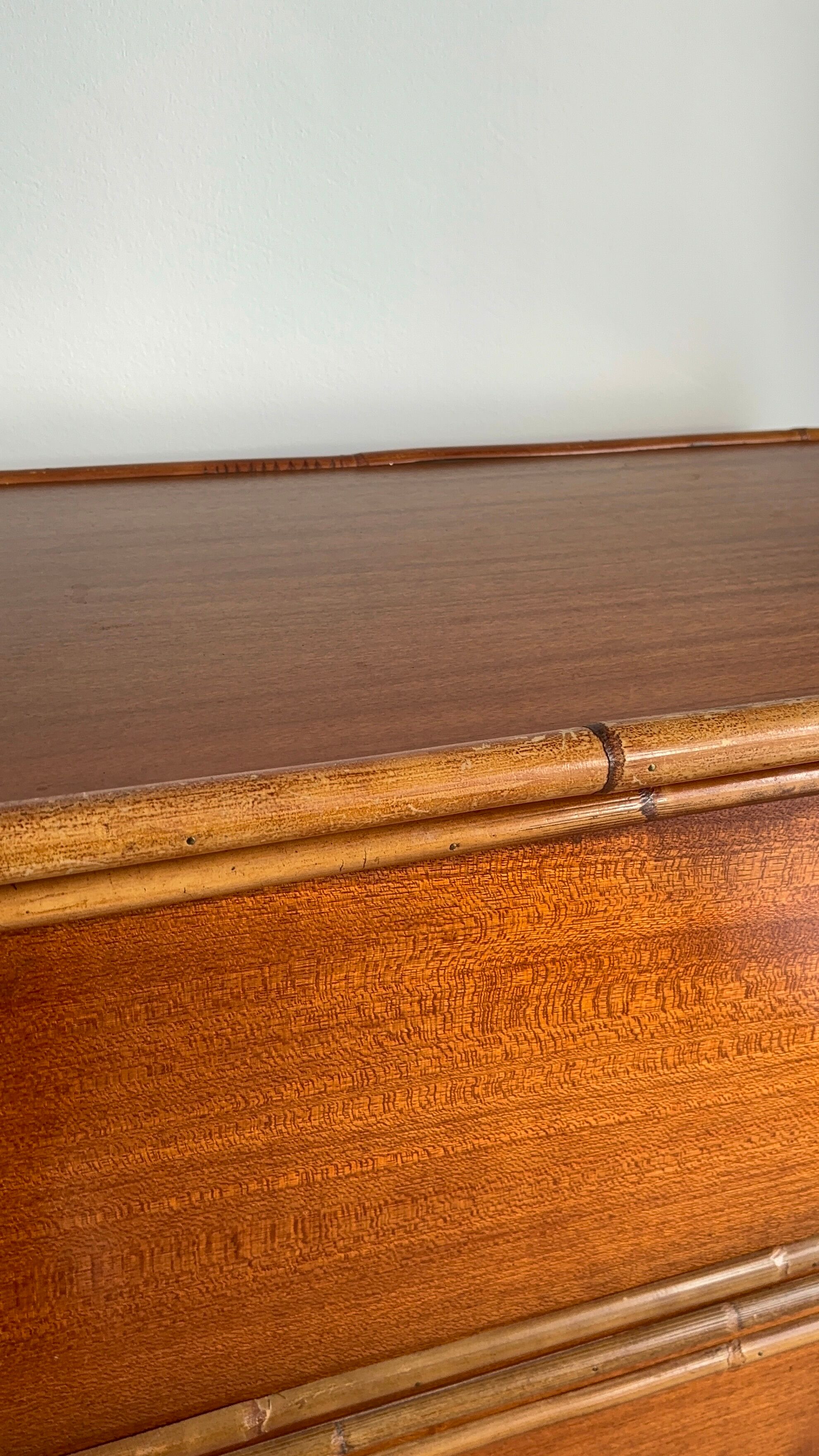 Commode dalvera 1970 meuble bar bambou et bois