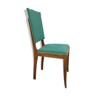 Chaise en skaï vintage et assise bois et ressorts.