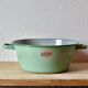 Large vintage basin in green enameled sheet metal