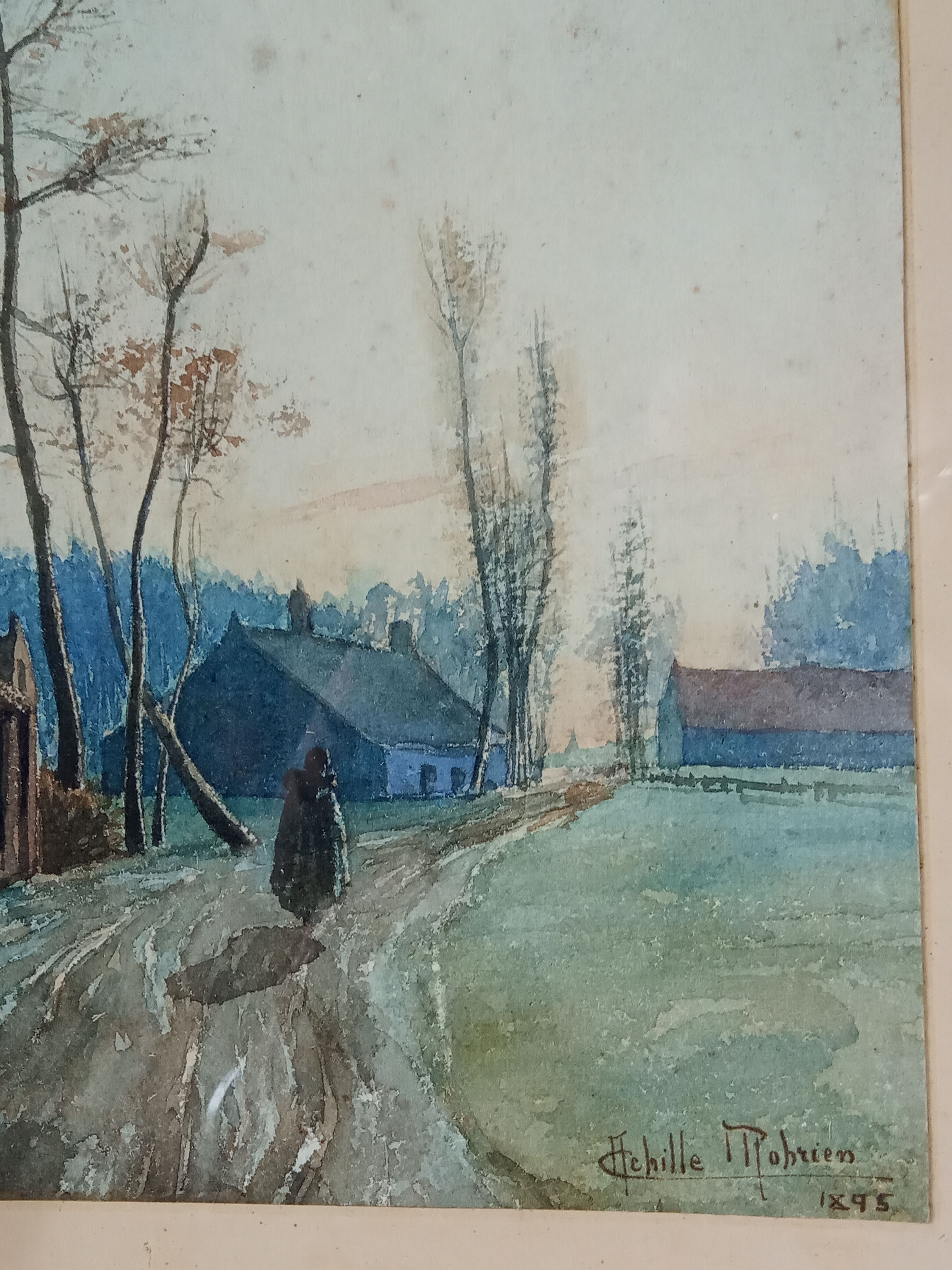 Landscape painting by Achille Mohrien 1895