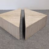 Paire de tables basses italiennes en travertin par Up & Up vers 1970