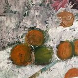 Still life painting flowers and oranges