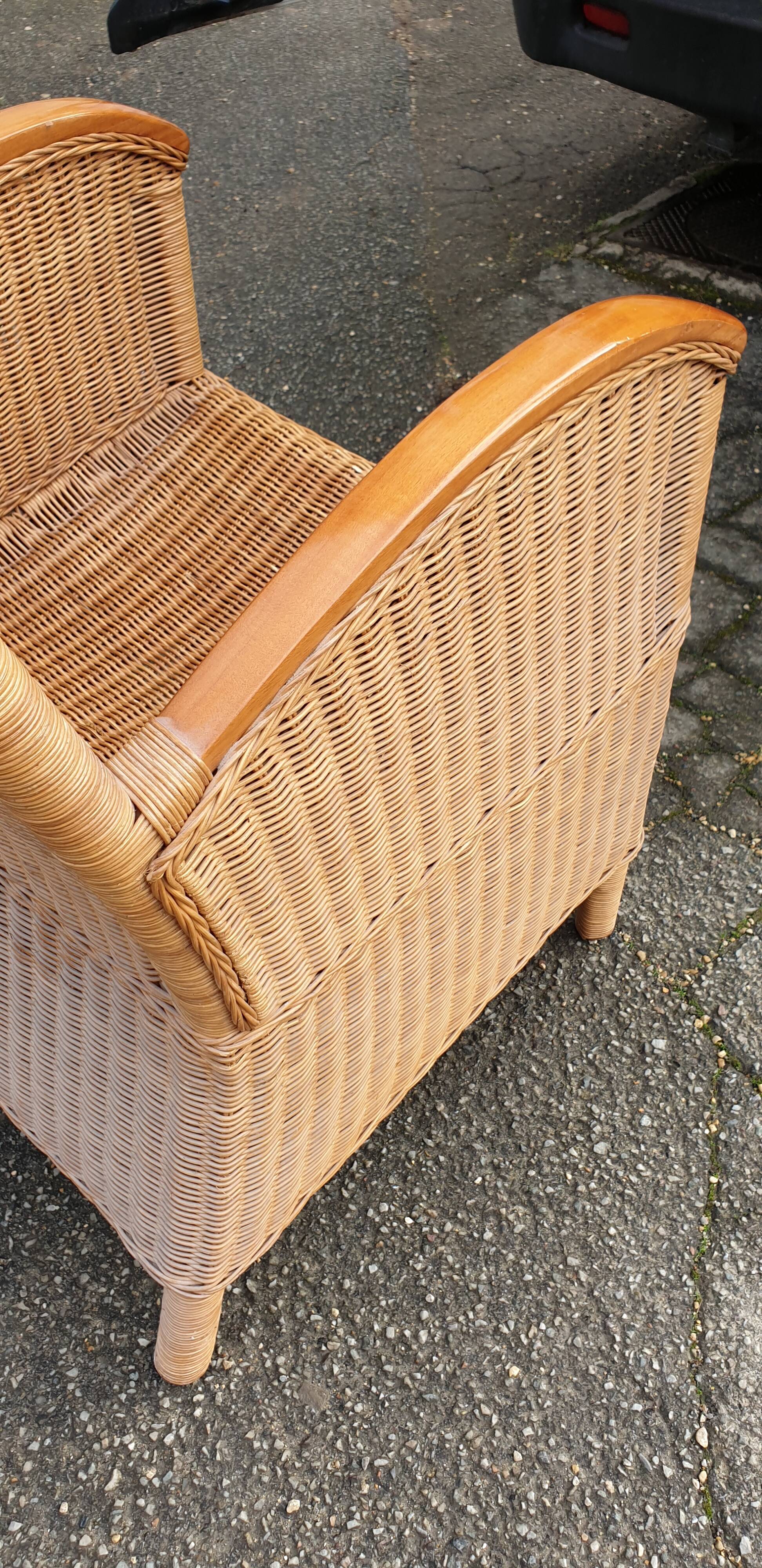 Rattan and bamboo armchair