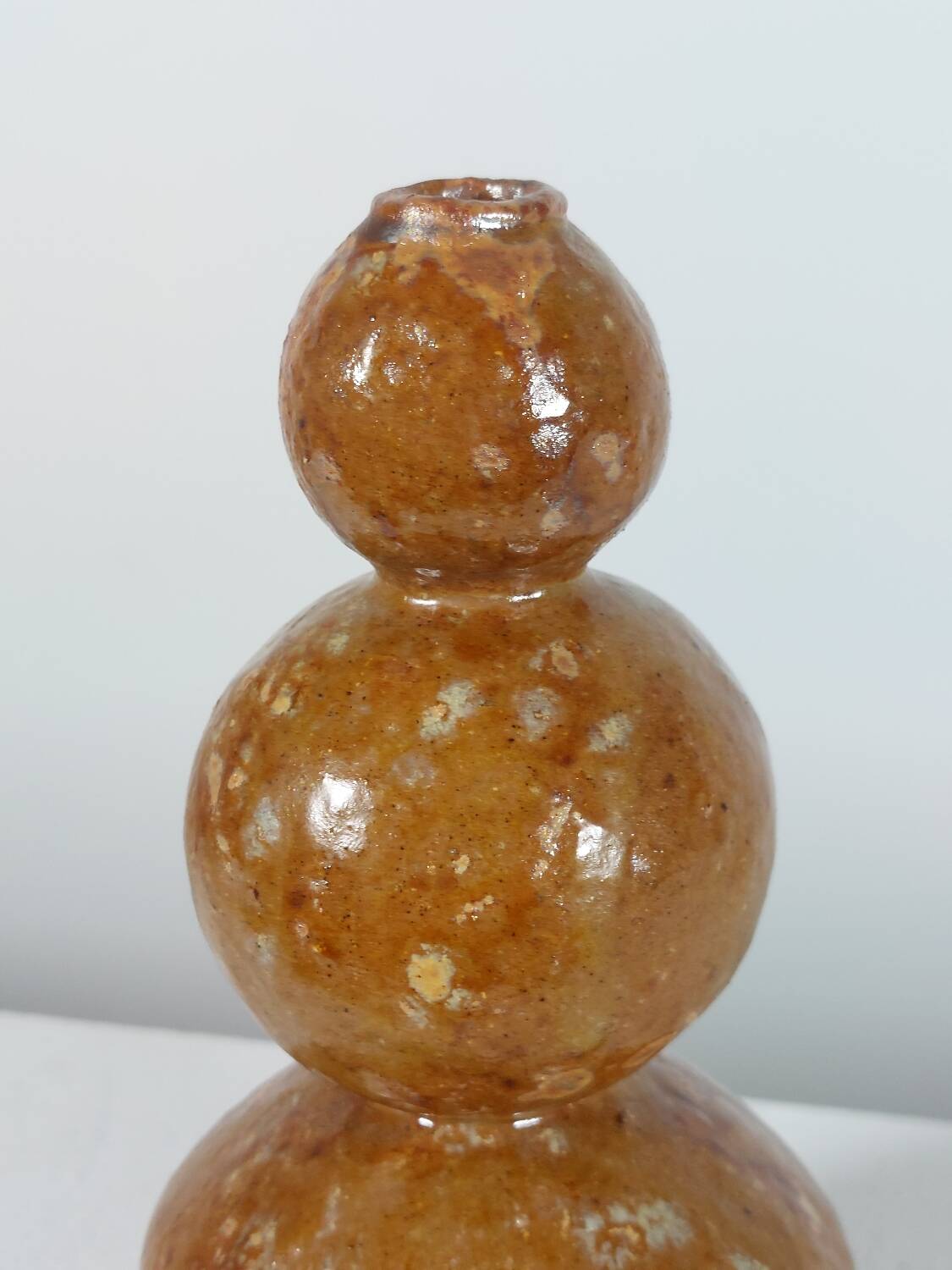 Small vintage one if a kind ceramic vase sphere decor