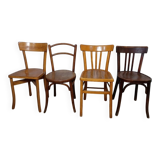 Set of 4 mismatched vintage Fischel bistro chairs