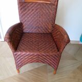 Woven rattan armchair, 1980s