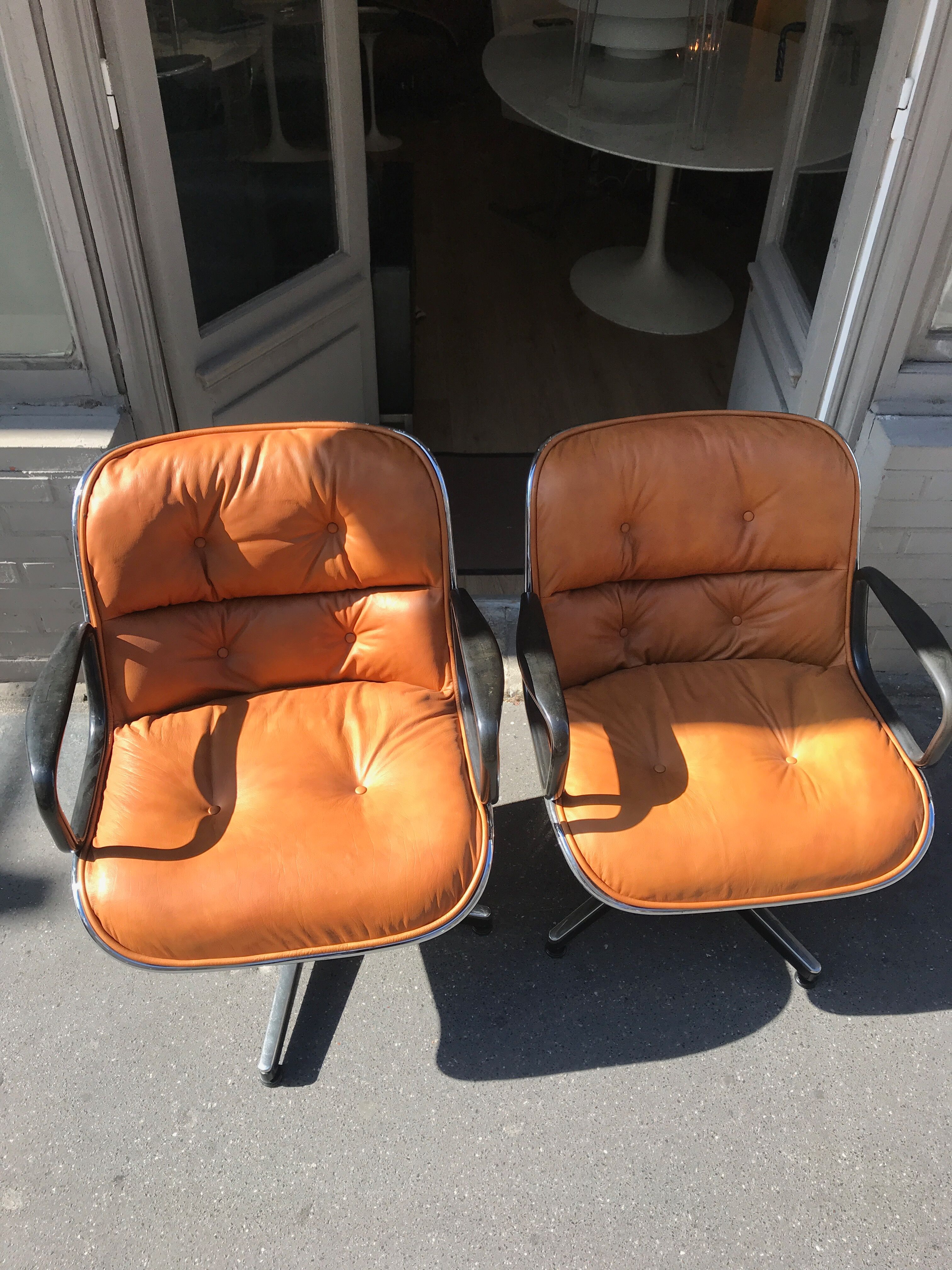 Knoll edition Pollock leather cognac chair