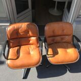 Knoll edition Pollock leather cognac chair
