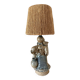 Lampe grès, câble tissu 2 M, abat-jour cordes  1960