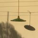 Vintage suspension green enamelled sheet white