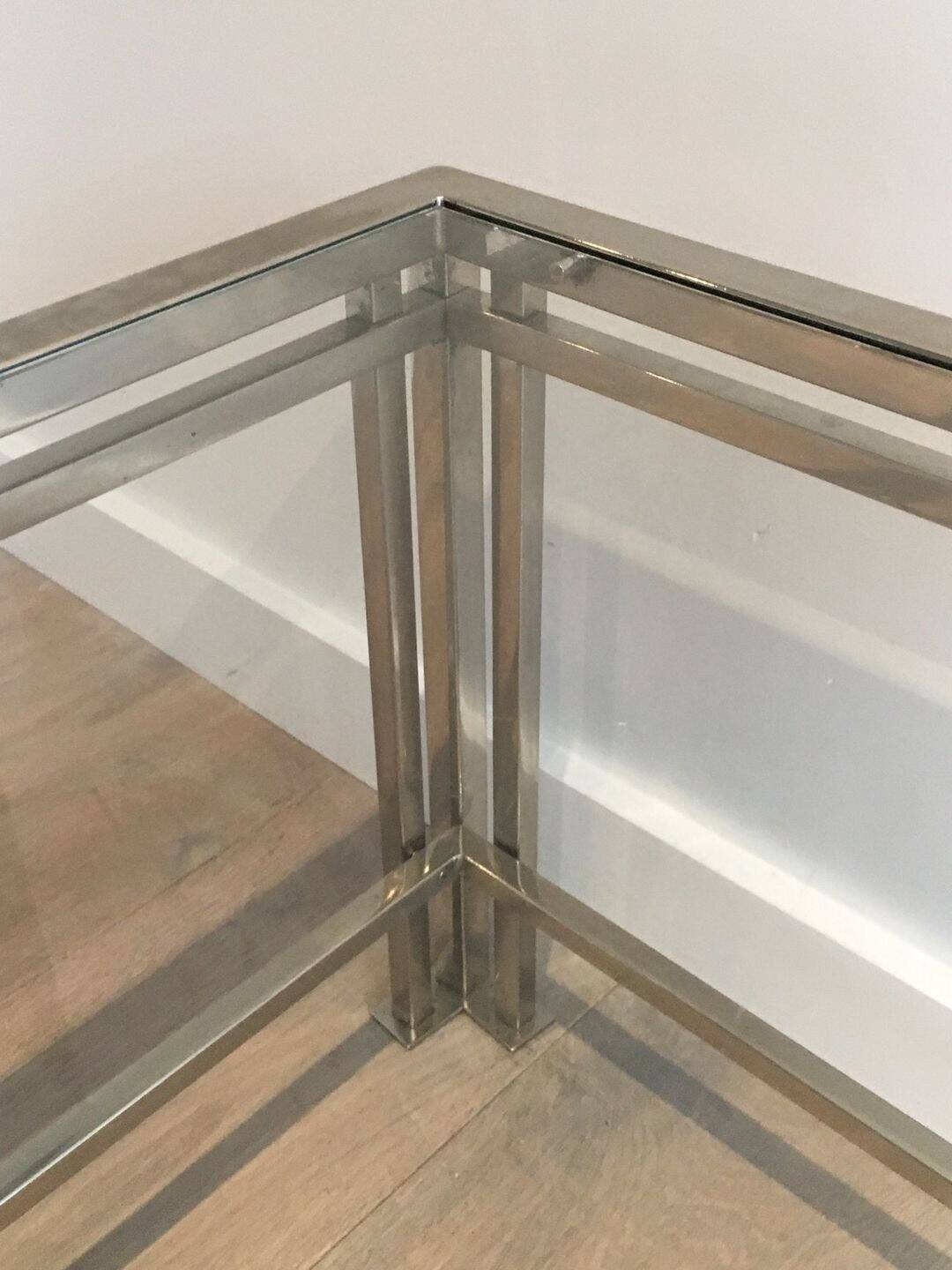 Modernist Chrome Coffee Table with Triple Legs, French Work circa 1970