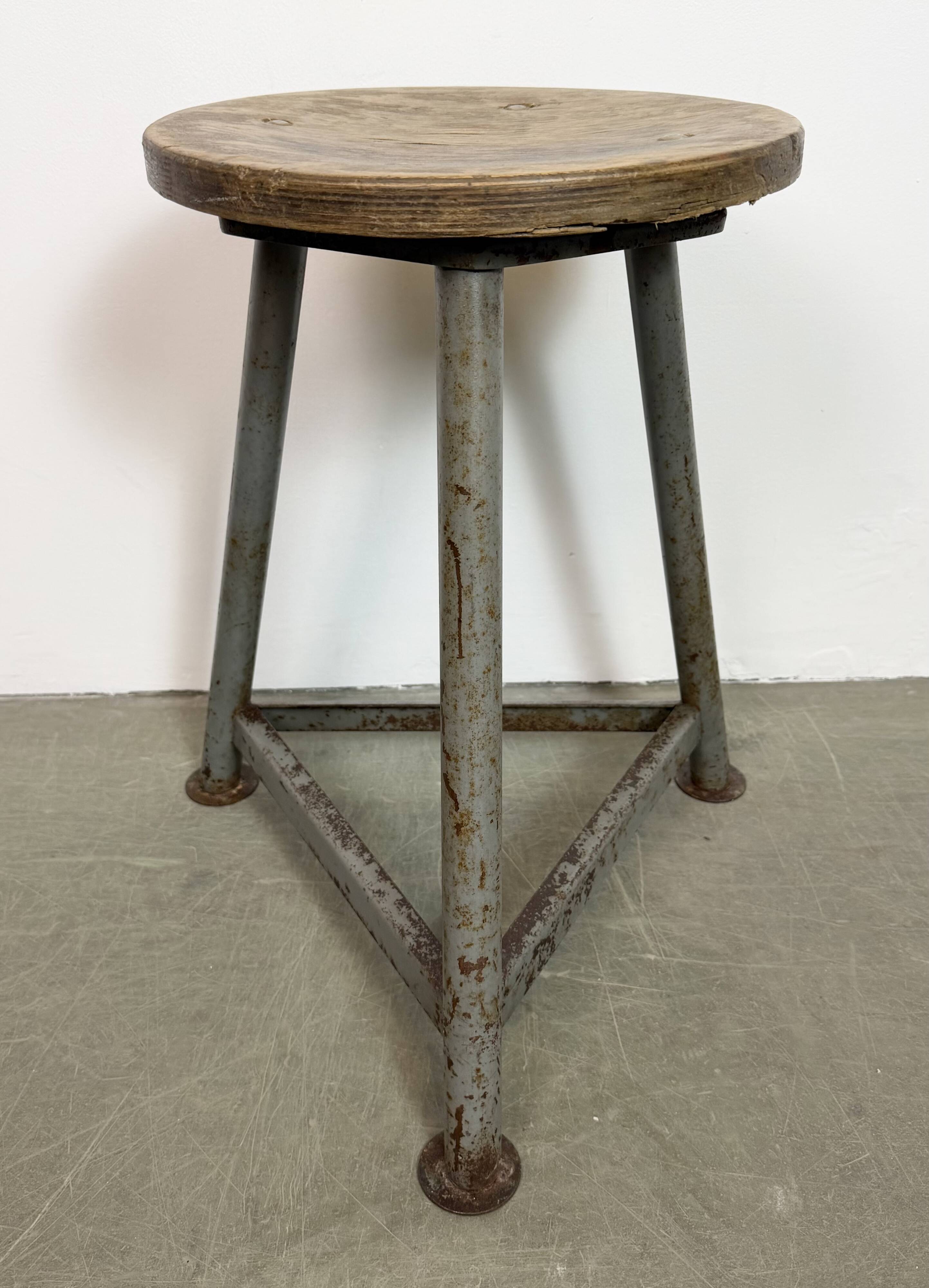 Grey Industrial Workshop Stool, 1960s