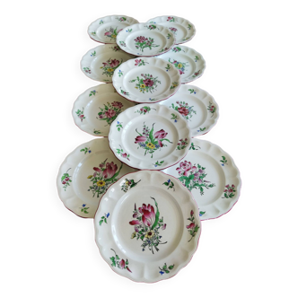 12 assiettes plates "Réverbère fin" KG Lunéville