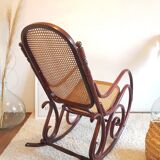 Rocking flesh curved wood and sitting in Art Deco cannage style