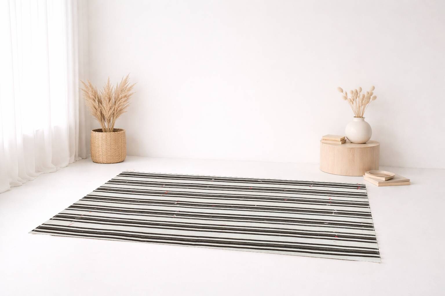 7x10 Beige & Brown Handwoven Turkish Kilim Rug, 206x304 Cm