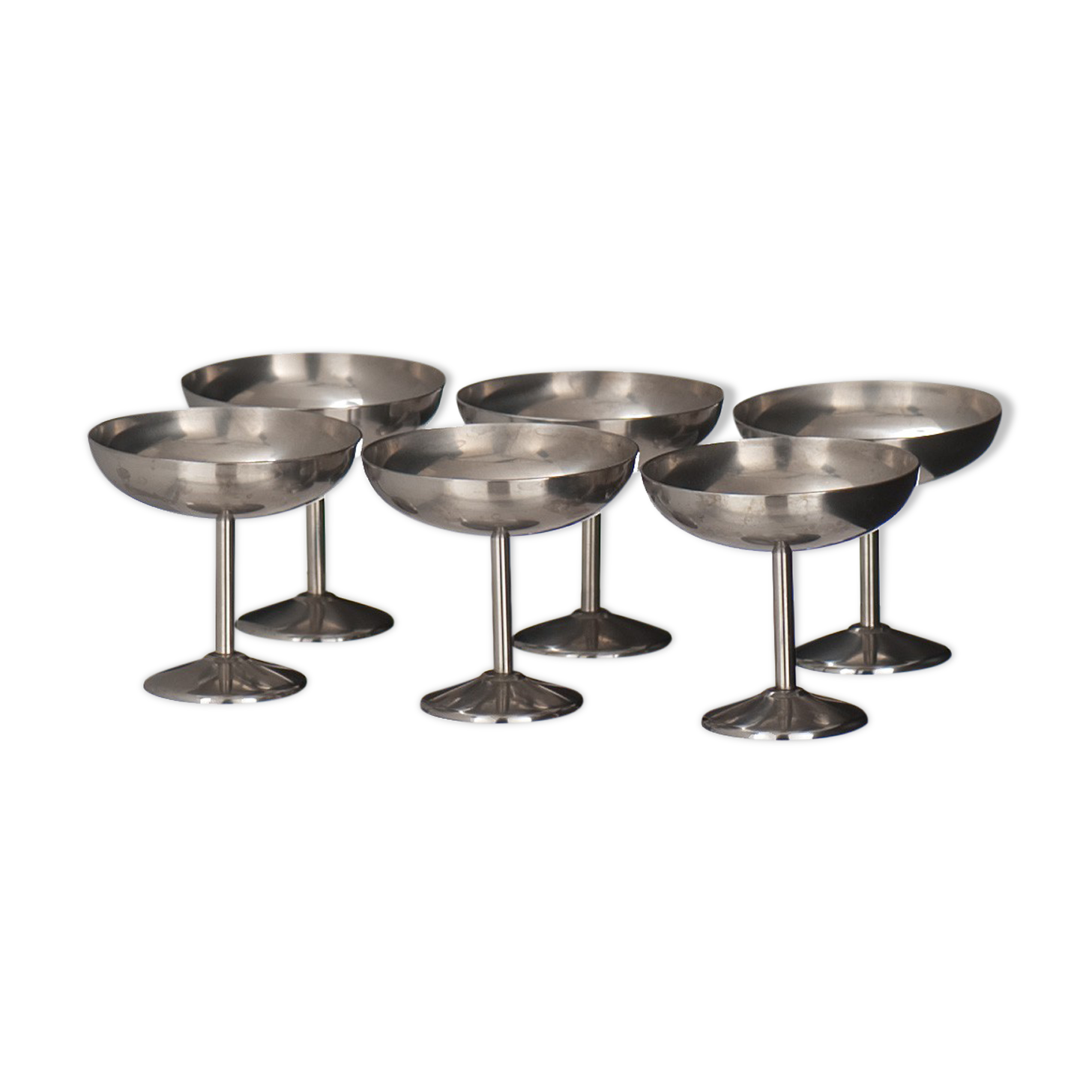 6 stainless steel ice cream cups Guy Degrenne 1970