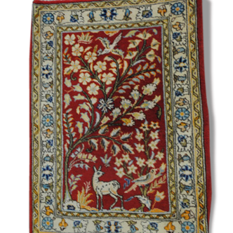 Petit tapis persan authentique motif arbre de vie, 58x78