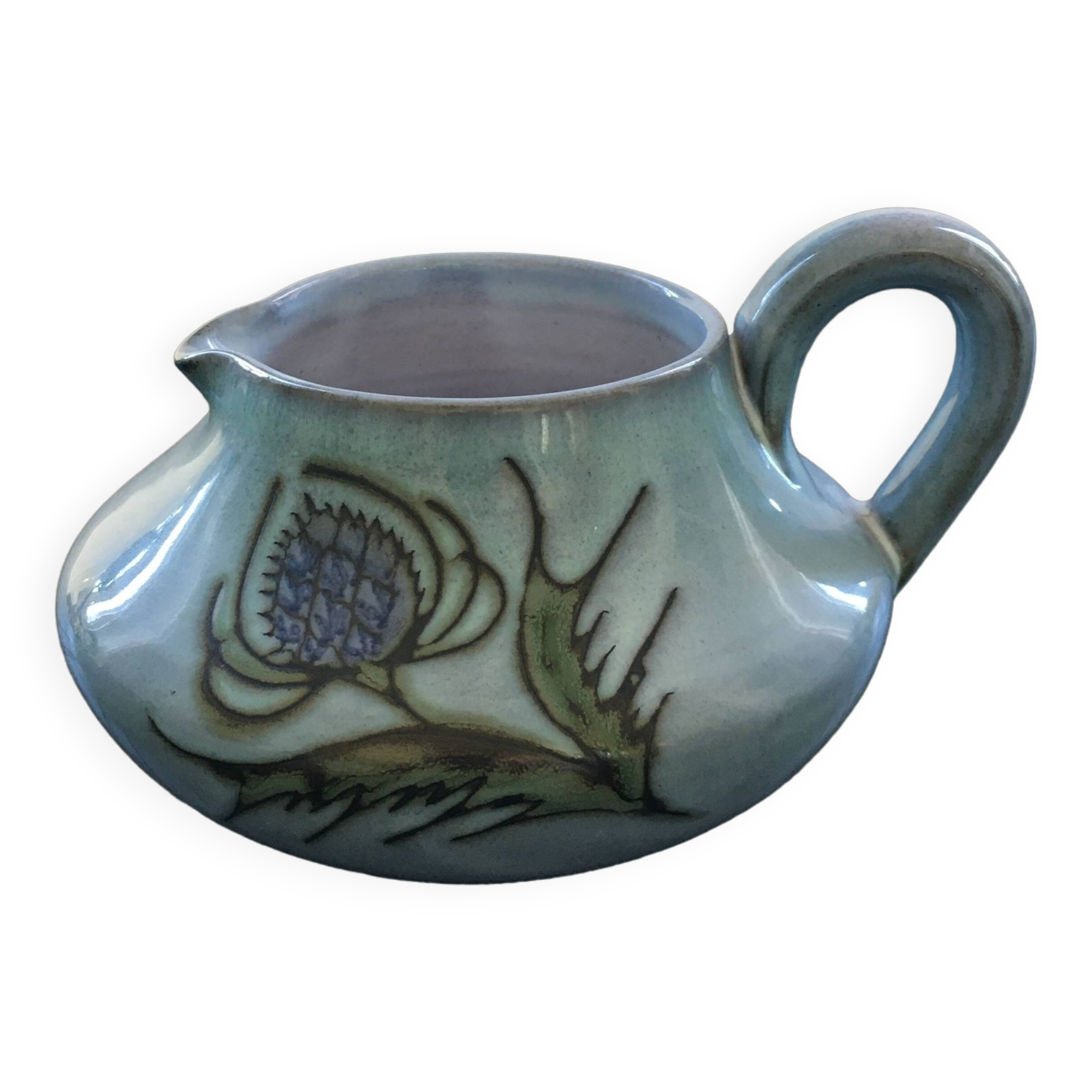 Vallauris pitcher with thistle decoration