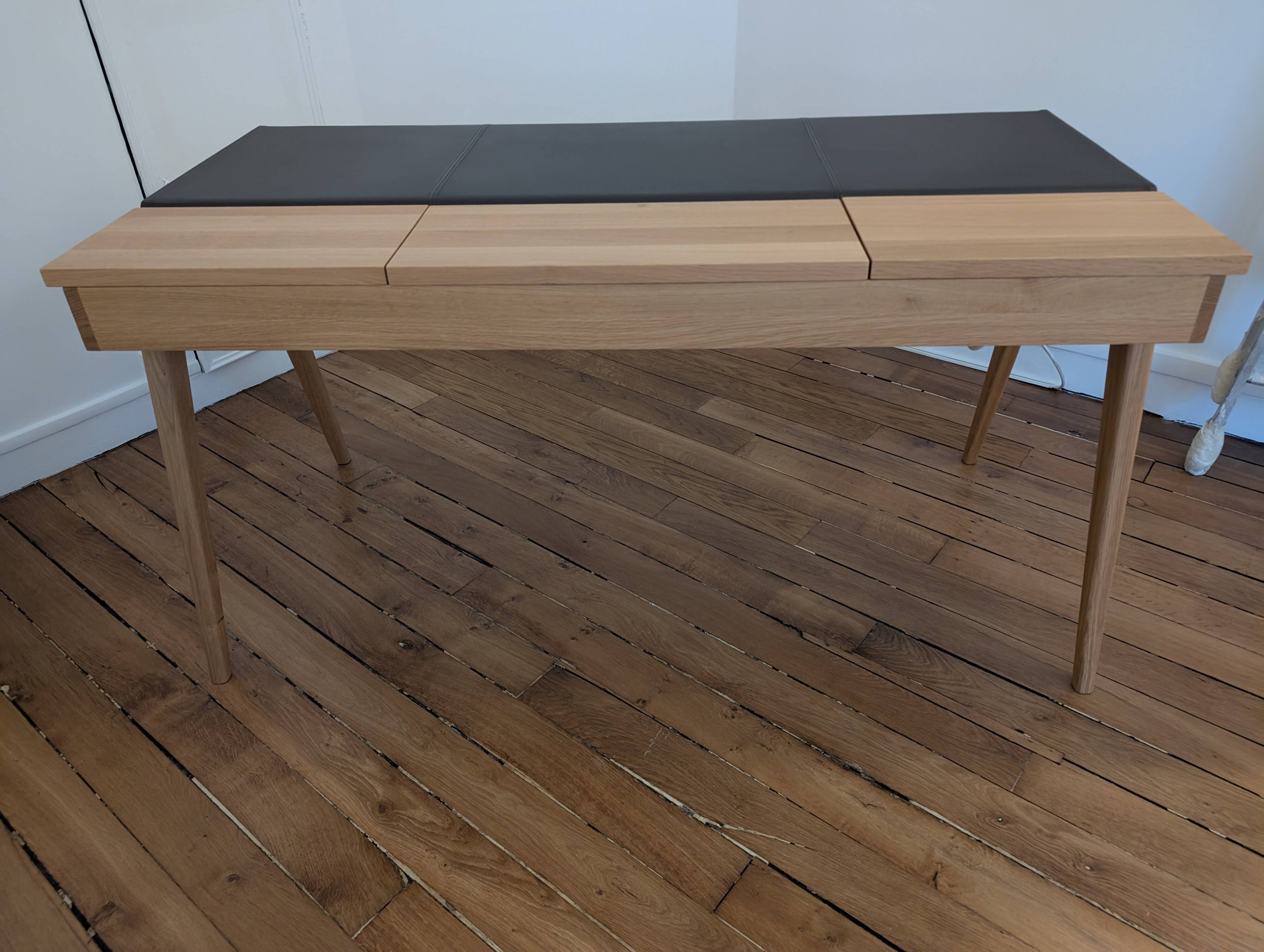 Habitat leather and wood office